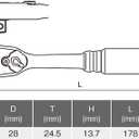 Koken Z-EAL 3/8 (9.5 mm) SQ. Ratchet Handle, Total Length: 7.0 inches (178 mm) 3725Z