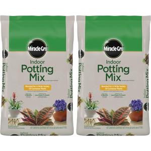 Miracle-Gro Indoor Potting Mix, Blended for a Variety of Houseplants, Feeds for up to 6 Months, 16 qt., 2-Pack