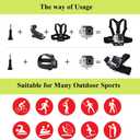 Action Camera Accessories Head Strap Mount Chest Harness Compatible with AKASO EK7000 Brave 4 Brave 7 LE V50X Native/GoPro HERO 13 12 11 10 9 8 7 6 5/VEMONT/Dragon Touch/ODDV/HLS/Apexcam/REMALI