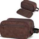 PAVILIA Toiletry Bag for Men, Travel Pouch Essentials Shaving Dopp Kit, Travel Bag Toiletries Organizer Case, Cosmetic Make Up Accessory, Water Resistant