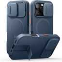 SURITCH for iPhone 16 Pro Case with Slide Camera Cover and Adjustable Kickstand, Compatible with MagSafe, Shockproof Bumper Case Slim Protective Cover for iPhone 16 Pro 6.3 Inch, Blue