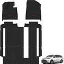 3W Floor Mats for Toyota Sienna 2021-2026 LE/XLE (Only for 8 Seat), TPE All Weather Custom Fit Floor Liner for Sienna Accessories 1st, 2nd and 3rd Row with Red Accent