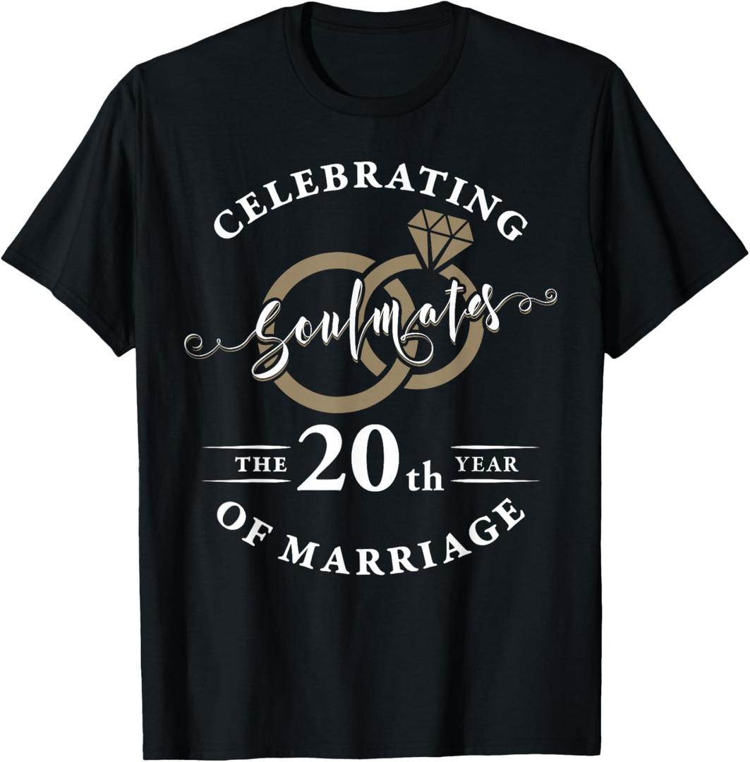 20th Wedding Anniversary Tshirt Husband Wife Couple Matching T-Shirt, L