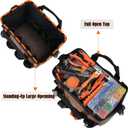 WELKINLAND 17-Pockets Electrician Tool Bag, 14" Portable tool bag, Brown heavy-duty tools bags for men, Mechanics tools bag with shoulder strap