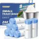 240 Count 8 Gallon Trash Bags Drawstring - 1.2 Mil White Medium Garbage Bags Unscented, 30 Liter Thick Plastic Trash Can Liners for Home Kitchen Bathroom