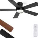 Fanbulous 42 Inch Ceiling Fans with Lights and Remote,Outdoor Indoor Modern Flush Mount Ceiling Fan with 3CCT 6-Speed Quiet DC Motor,Black Small Low Profile Ceiling Fan for Bedroom Living Room Office