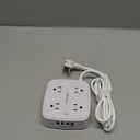 6 Ft Surge Protector Power Strip - 8 Widely Outlets with 4 USB Ports, 3 Side Outlet Extender with 6 Feet Extension Cord, Flat Plug, Wall Mount, Desk USB Charging Station, ETL,White