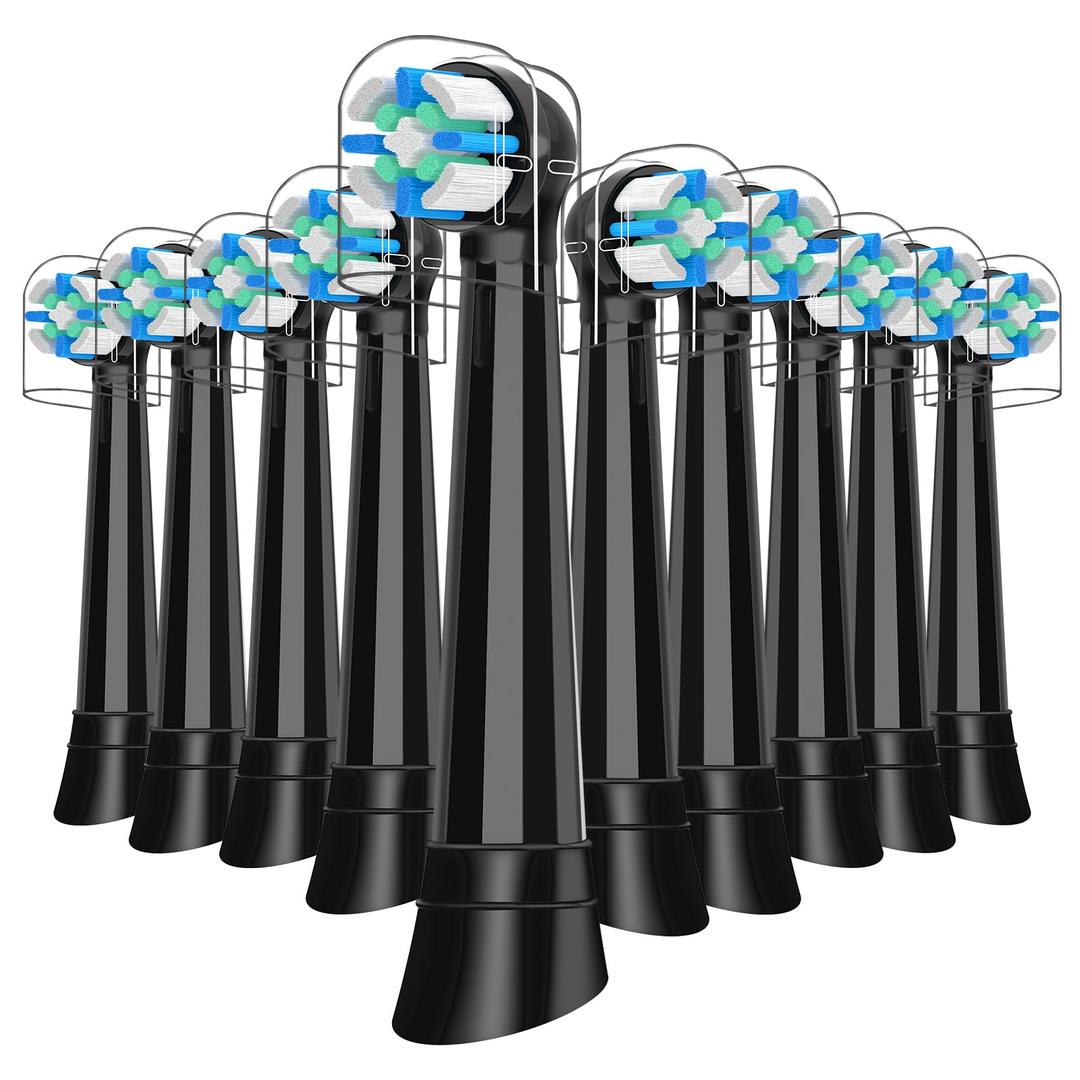 9 Pack IO Replacement Brush Heads Compatible with Oral B iO 2/3/4/5/6/7/8/9/10/Deep Clean Series Electric Toothbrushes, Medium-Hard Bristles IO Toothbrush Head Compatible with Oral B (Black)