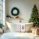 Chinoiserie Christmas Kitchen Towels, Pink Bow Coquette Christmas Tree Dish Towels for Kitchen Bathroom, Pink Christmas Hand Towels for Bathroom Kitchen, Grandmillennial Decor,Set of 4,16x24 Inches