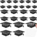 2 x Fuutreo 120 Pcs Glitter Grad Caps Cutouts with 120 Glue Points, 6 inch, 4 inch, 3 inches Graduation Caps Glitter Confetti Class of 2025 Paper Tags for DIY Craft Bulletin Board School Supplies(Black)