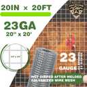 Hardware Cloth 1/4 Galvanized Wire Mesh Roll 20" x 20' (23 GA) - Chicken Wire Fence for Pens, Coops, Rabbit/Snake Fences, Poultry Enclosures, Crafting, and Screen Mesh