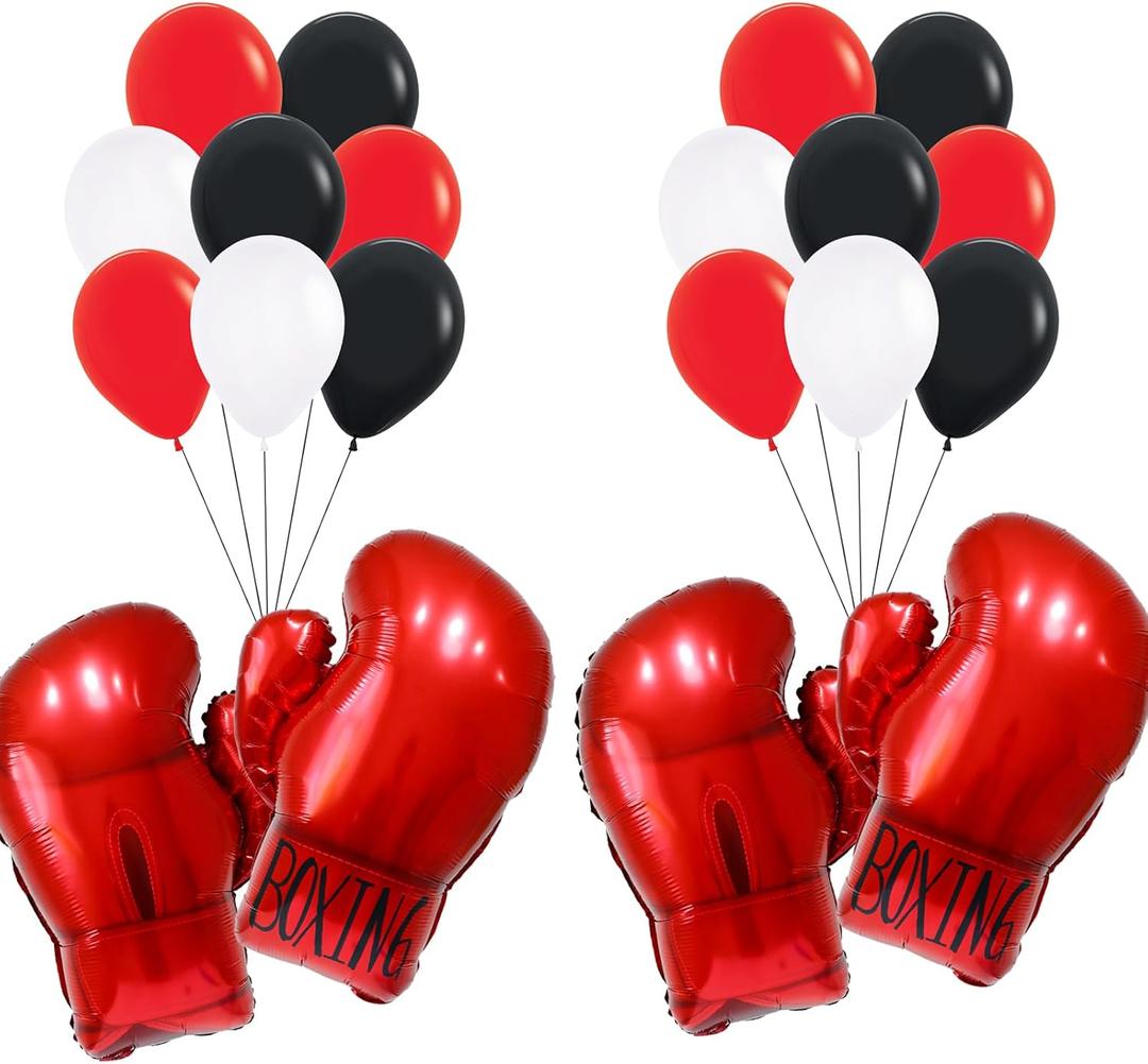 Boxing gloves balloons,boxing party decorations balloons,wrestling birthday party supplies balloon for youth boxing party decor/fight night party balloons