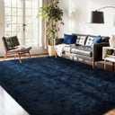 6x9 Fluffy Area Rug Blue Rugs for Living Room,Plush Soft Navy Blue Shag Carpet for Bedroom Boys Book Room Nursery Kids Playroom Dorm Decor