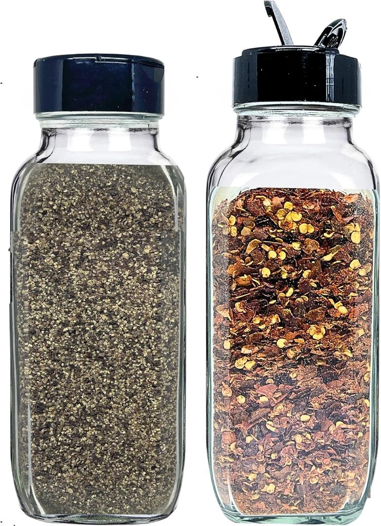 JARMING COLLECTIONS 16oz Glass French Square Spice Shakers with Lids  Large Seasoning Containers for Kitchen, Pantry, Herbs & Spices - Enhance Your Spice Storage  Made in USA