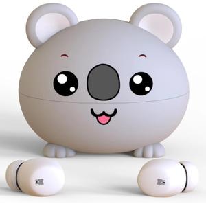 Kids Earbuds, Adorable Koala Bluetooth Headphones for Girls Boys, 85dB Volume Limited, Built-in Mic, 30H Playtime, Safe Material, Lightweight, Touch Control, Earbuds for School,with 3* Earcips(S,M,L) (Deep Grey)
