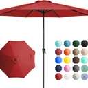 JEAREY 11' Patio Umbrellas Outdoor Table Market Umbrella w/Crank, 8 Sturdy Ribs, UV Protection Windproof for Garden, Deck, Backyard, Pool(Red)