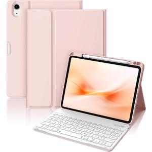 Wenlaty Keyboard Case for iPad Air 11-inch Case with Keyboard (M3/M2, 2025/2024) & Air 5th/4th Generation 10.9'' - Detachable Wireless, Thin & Light Cover with Pencil Holder for iPad Air 11-inch, Pink
