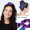 Womens Working Cap Scrub Hats with Bow Scrunchies, Skeleton Pattern Bouffant Surgical Cap Ponytail Holder