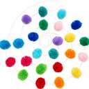 Blue Panda Colorful Wool Pom Pom Garland - 10 Feet, 24 Balls in 5 Colors, Rainbow Pom Pom Garland for Rainbow Birthday Decorations, Party, Nursery, Home Decor