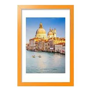 wyooxoo 18x24 Poster Frame Dark Blue Solid Wood Picture Frames Display Pictures 16x20 with Mat or 18x24 Without Mat Colorful Frame For Horizontal Vertical Wall Mounting