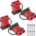 MUYI 6-10 Gauge 50A Battery Cable Quick Connect/Disconnect Wire Harness Plug Connector for Recovery Winch Auto Car Trailer(4pcs Red)