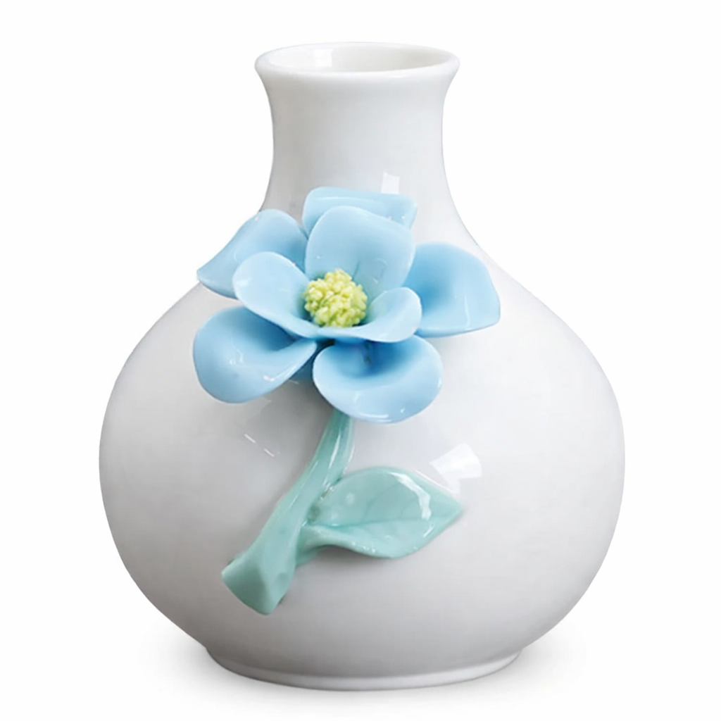 CEUYGT Handmade Flower Ceramic Vase for Home Living Room Office Desktop Decoration, Mini 3D Ceramic Vase(Style D)