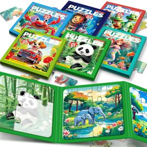 6 Themes in 1, 18 Jigsaw Magnetic Puzzles for Toddlers 3-5, Multiple Levels & Themes Magnet Puzzle Books, Magnetic Puzzles for Toddlers 3-5, Magnet Puzzle Books