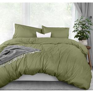 Utopia Bedding Duvet Cover Queen Size - 3 Piece with Zipper Closure - 1 Comforter Cover 90X90 Inches & 2 Pillow Shams 20X26 Inches (Olive) Comforter Not Included