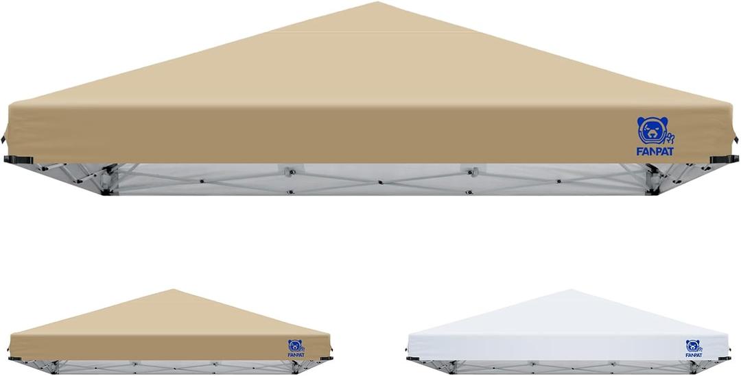 10x10 Adjustable Canopy Replacement Top, 100% Waterproof Canopy Cover with UV Protection, Adhesive Bonding Waterproof Technology,for Outdoor Patio Events, Fits Straight Leg Frames (KhakiTOP ONLY)
