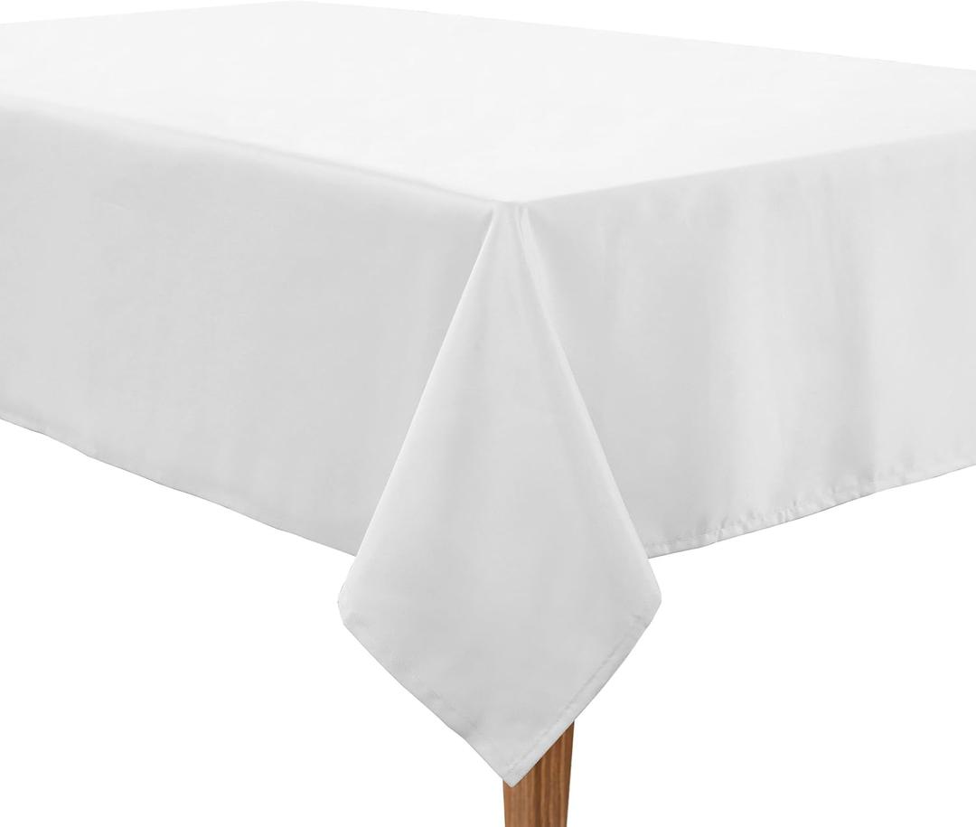 LANE LINEN Rectangular Tablecloth 60x102 Inch  Wrinkle & Stain-Resistant Oblong Tablecloth for Dining, Buffet, Weddings & Banquets, Durable Washable Table Cloth, Table Cover for Party, White