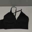 Evercute Women's Sports Bras 3/4 Pack Adjustable Deep V Neck Bras Wireless Spaghetti Strap Criss Cross Padded Low Support Bra (Large, Black 1 Pack)