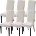 SearchI Jacquard Dining Room Chair Covers Set of 6, Stretch Kitchen Chair Covers Washable Parsons Chair Slipcover Removable Dining Chair Protectors for Hotel,CeremonyBeige Floral Texture