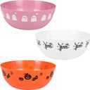 3 Pieces Halloween Candy Bowl - Large Plastic Trick or Treat Bowls, Reusable Serving for Halloween Party Supplies (White Pink Orange)