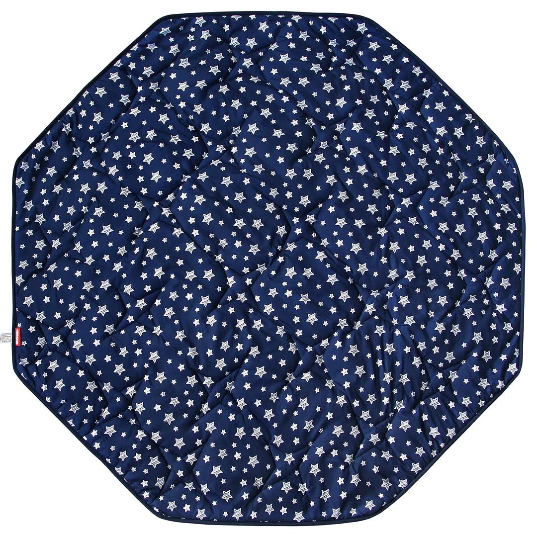 Playpen Mat 8 Panel Navy Fits for Regalo My Play Deluxe Extra Large Portable Play Yard, Non Slip Baby Octagon Playpen Mattress Pad, Navy Star Print Playard Pad