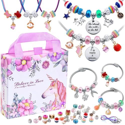 COO&KOO Charm Bracelet Making Kit, A Unicorn Girls Toy That Inspires Creativity and Imagination, Crafts for Girls Ages 8-12 with Jewelry Making Kit Perfect Gifts for 6 7 8 9 10 Girl Self-Expression!