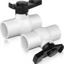 FANOVO 1 inch PVC Ball Valve, 2pcs Slip PVC Shut Off Water Valves with Double Socket Full Flow Port, Schedule 40 Plastic Control Valve, Using for CommercialSwimming Pool, Irrigation System
