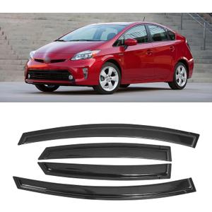 Window Visor for Toyota Prius 2010-2015, Out-Channel Rain Guards Shields Vent Deflector Shade Wind Dark Smoke 2011 2012 2013 2014, Tape-On Outside-Mount, 4PCS