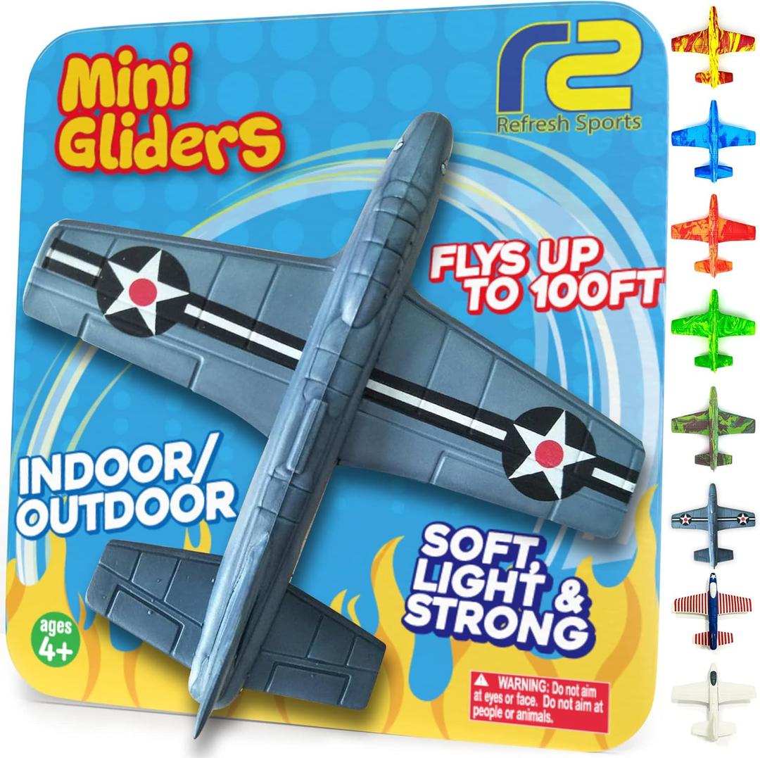 Foam Airplanes for Kids: Airplane Toy Glider Plane Styrofoam Airplanes - Best Stocking Stuffers for Boys for All Ages 4 5 6 7 8 + Year Old - Outside Toys Air Planes Outdoor Army Toys for Kids Presents (Gray)