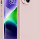 Miracase Designed for iPhone 14 Case with Screen Protector, [Upgraded Enhanced Camera Protection], Shockproof Liquid Silicone Case with Microfiber Lining, 6.1 inch, Sand Pink