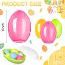 Leitee Jumbo Easter Eggs 12 Pcs Giant Fillable Plastic Colorful Clear Egg Shaped Containers for Filling Treats Easter Basket Stuffers for Prize Supplies (6'')
