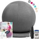 Enovi ProBalanceΩ Ball Chair, Yoga Ball Chair Exercise Ball Chair with Slipcover and Base for Home Office Desk, Birthing & Pregnancy, Stability Ball & Balance Ball Seat to Relieve Back Pain, Multiple color Grey size 55 cm