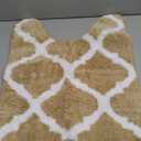 OLANLY U-Shaped Bathroom Rug 24x20  Soft Absorbent Microfiber, Non-Slip Plush Shaggy Mat, Machine Washable Contour Bath Rug for Toilet Base, Beige (24"x20")