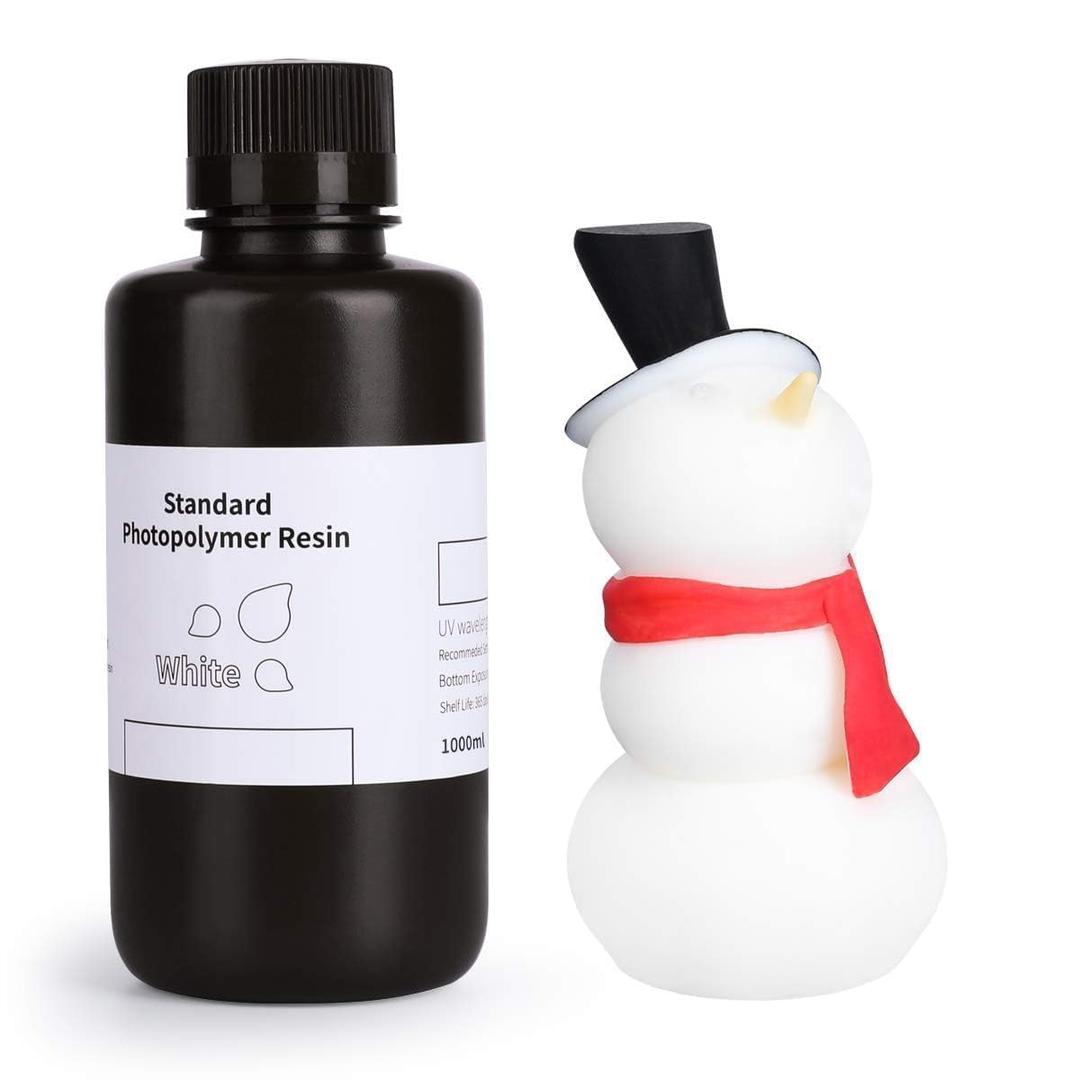 ELEGOO Upgraded Standard 3D Printer Resin 2.0 405nm UV Curing Photopolymer Resin for Mars Saturn Jupiter MSLA DLP LCD 3D Printing, High Precision, Low Odor, White 1000g, Set of 2