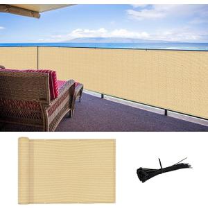 SUNLAX 3'x10' Dark Green Balcony Privacy Screen Fence Windscreen Cover Fabric Shade Netting Mesh Cloth with Grommets UV Protection for Patio, Backyard, Porch, Railing Shield 90% (We Make Custom Sizes)