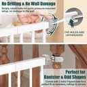 Keny 29.7"-46" Baby Gate for Stairs, Auto Close Dog Gates for Doorways, Pressured Mounted No Drilling Pet Gate Extra Wide, Easy Walk Thru Stair Gate, 30" Tall, White