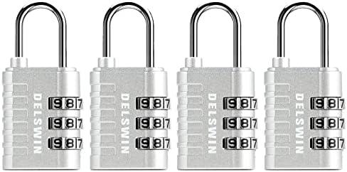 3-Digit Small Combination Lock for Locker - 4 Pack Resettable Luggage Locks for Travel Backpack Suitcase - Gym Employee Locker Lock Combo Padlock