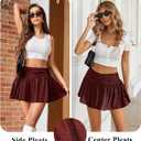 Avidlove Women Ruffle Skirt Ruched Waist Short Skirts Sexy Glitter Skirt Mini Lingerie Skirts (XX-Large Short, Dark Red)