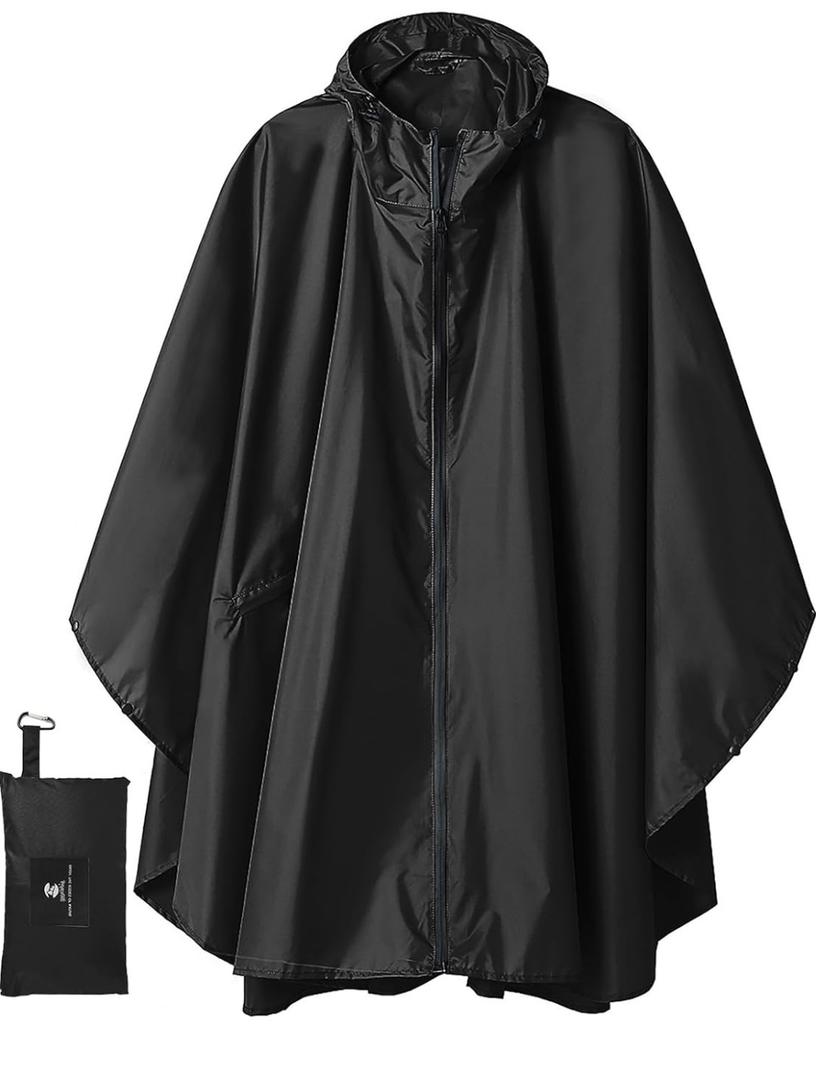 SaphiRose Unisex Rain Poncho Raincoat Hooded for Adults Women with Pockets, S