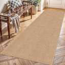 Jute 2x8 Runner Rug for Hallway: Washable Faux Jute Runners Indoor Farmhouse Style - Carpet Non-Slip Backing - Non Slip Narrow Floor Runners for Entryway Kitchen Living Room (Beige,2x8)