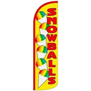4 Less Co SNOWBALLS Windless Swooper Flag Feather Banner Sign 3x11.5 Feet Tall (Flag Only) yq